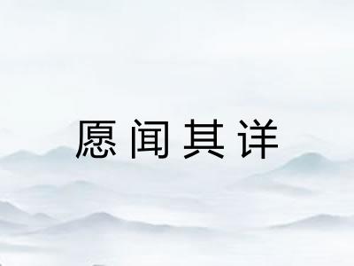愿闻其详
