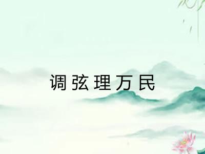 调弦理万民