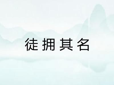 徒拥其名