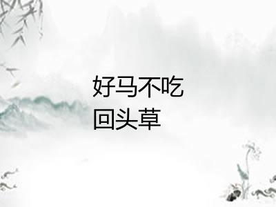 好马不吃回头草