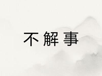 不解事